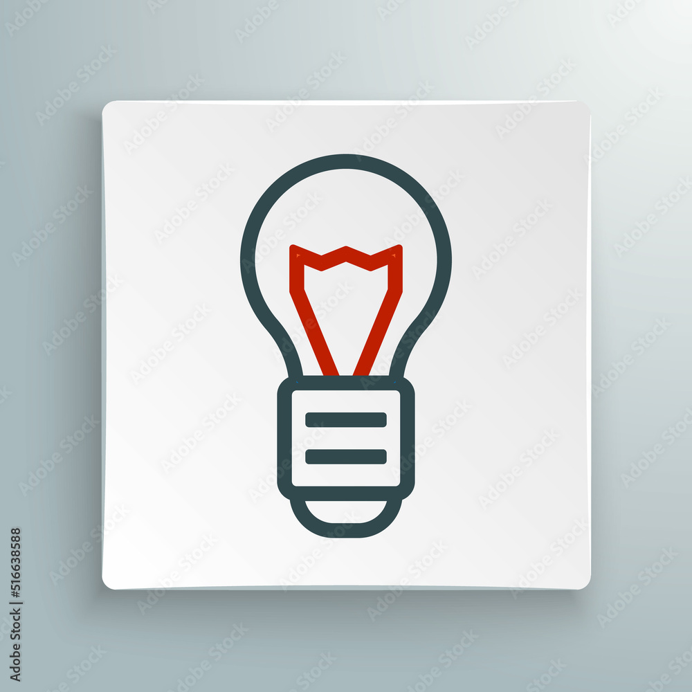 Line Creative lamp light idea icon isolated on white background. Concept ideas inspiration, invention, effective thinking, knowledge and education. Colorful outline concept. Vector Line Creative lamp light idea icon isolated on white background. Concept ideas inspiration, invention, effective thinking, knowledge and education. Colorful outline concept. Vector