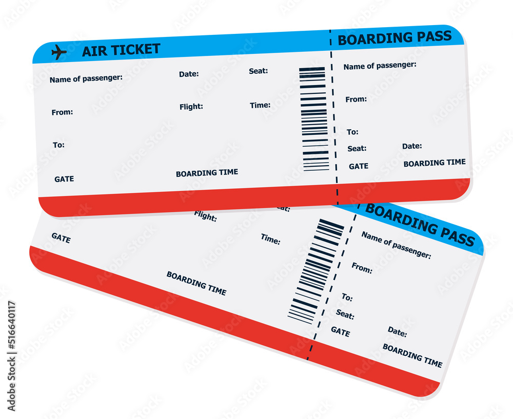Vecteur Stock Modern and realistic airline ticket design with flight time  and passenger name. vector illustration | Adobe Stock