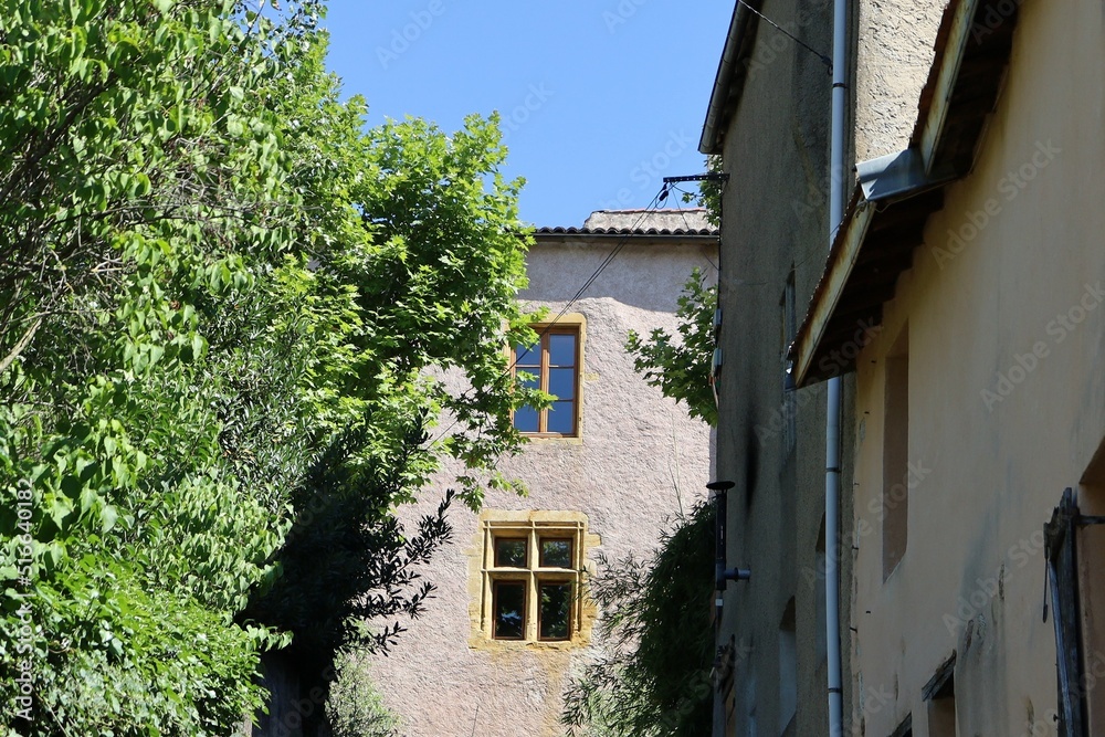 Maison typique, vue de l'extérieur, village de Saint Haon Le Chatel, département de la Loire, France