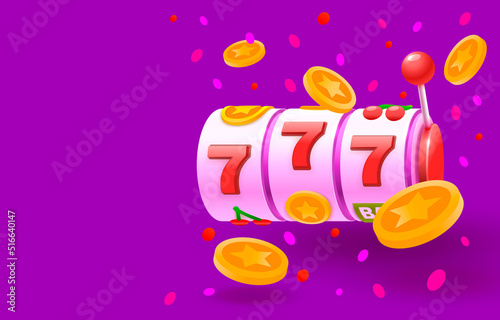 Casino slots winner, fortune of luck, 777 win banner. Vector