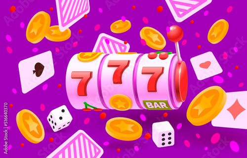 Casino slots winner, fortune of luck, 777 win banner. Vector