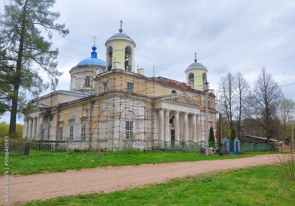 Reconstruction of the Spaso-Georgievsky Church in the village of Mlevo, Tver Region. Russia