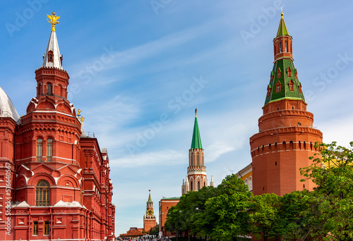 State Historical museum and Moscow Kremlin towers, Russia photo
