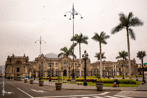 Government Palace of Peru, Plaza Mayor of Lima. on cloudy day