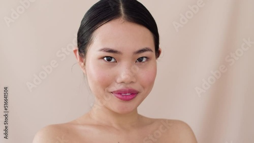 Beautiful Asian Woman With Posing In Studio.
