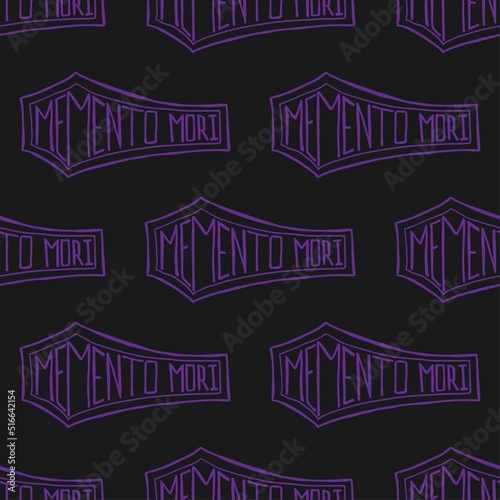 memento mori lettering seamless vector pattern