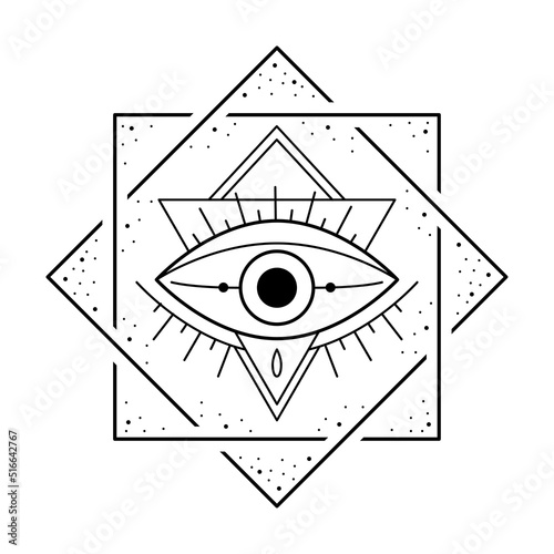 Mystic evil eye prints, line art esoteric sign. Occult symbol