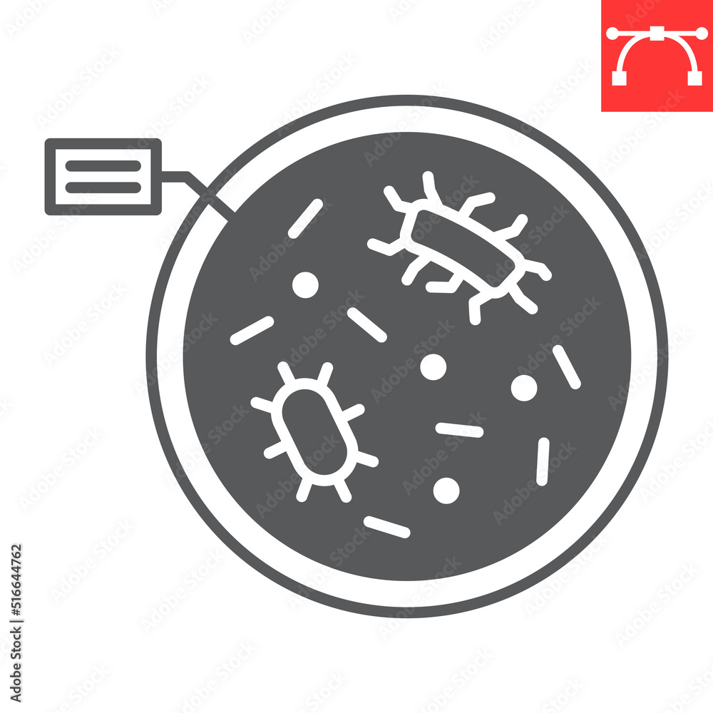 Petri dish glyph icon, biology and science, petri dish with bacteria vector icon, vector graphics, editable stroke solid sign, eps 10. Petri dish glyph icon, biology and science, petri dish with bacteria vector icon, vector graphics, editable stroke solid sign, eps 10.