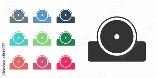 Black Otolaryngological head reflector icon isolated on white background. Equipment for inspection the patients ear, throat and nose. Set icons colorful. Vector