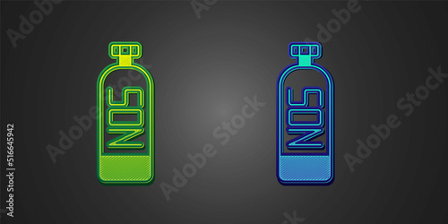 Green and blue Nitrous oxide icon isolated on black background. Vector