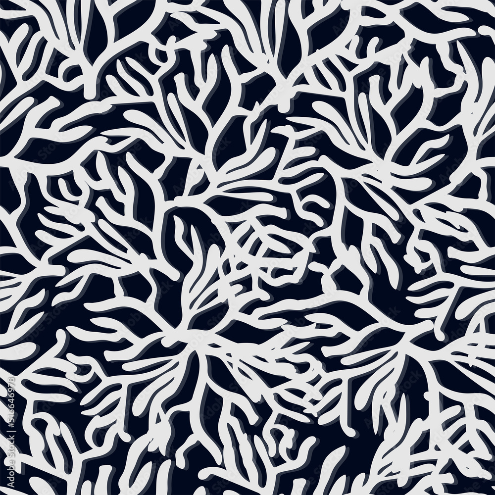 Coral seamless pattern on a blue background. Abstract flat vector illustration Coral seamless pattern on a blue background. Abstract flat vector illustration