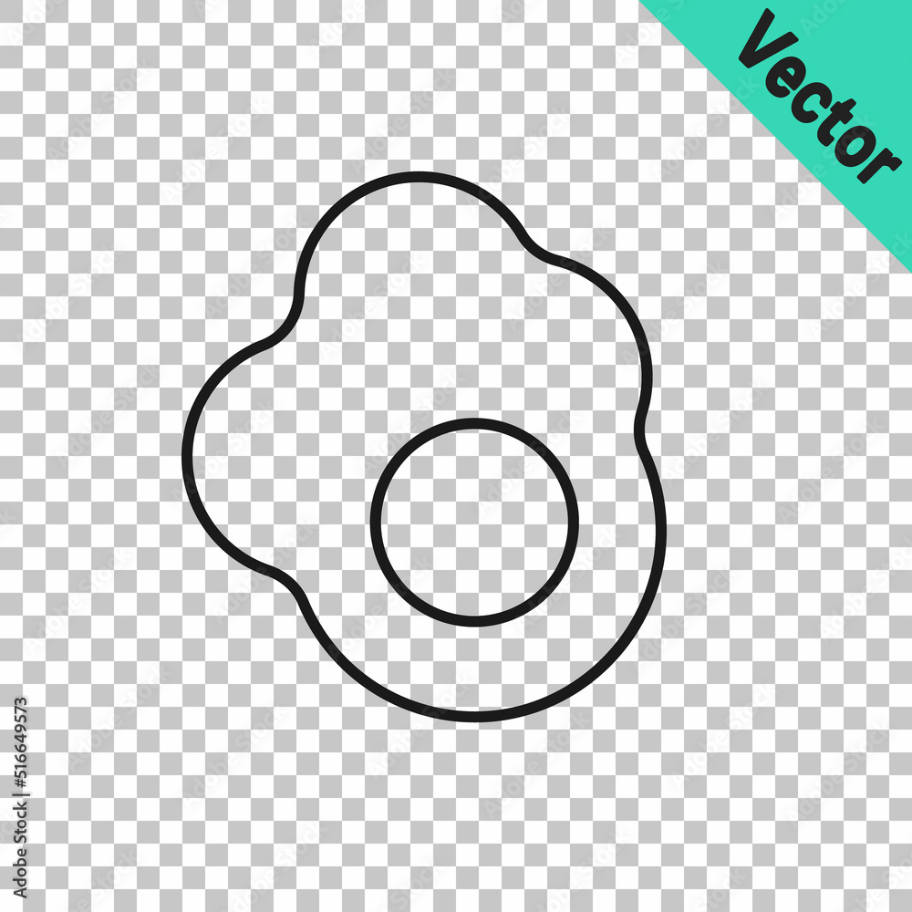 Black line Scrambled egg icon isolated on transparent background. Home cooked food, fried egg, healthy breakfast, omelet icon. Vector