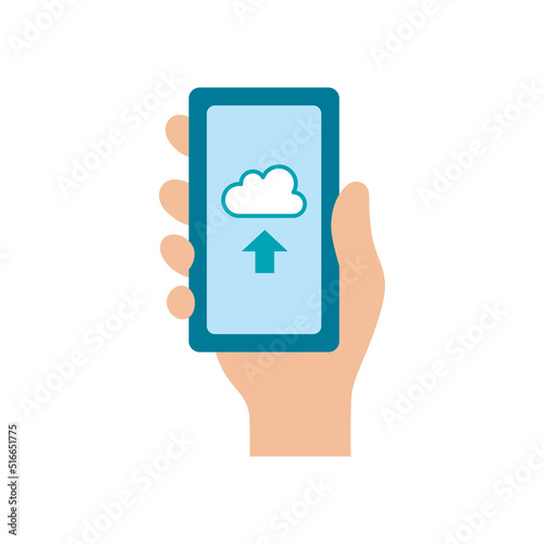 アイコン_スマホ_手_クラウド_アップロード_線無し