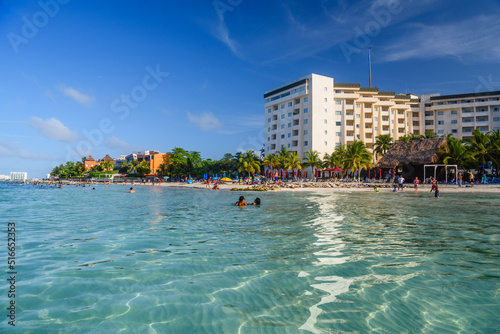 Ripple in the water near hotel on the sandy beach in Cancun, Yukatan, Mexico