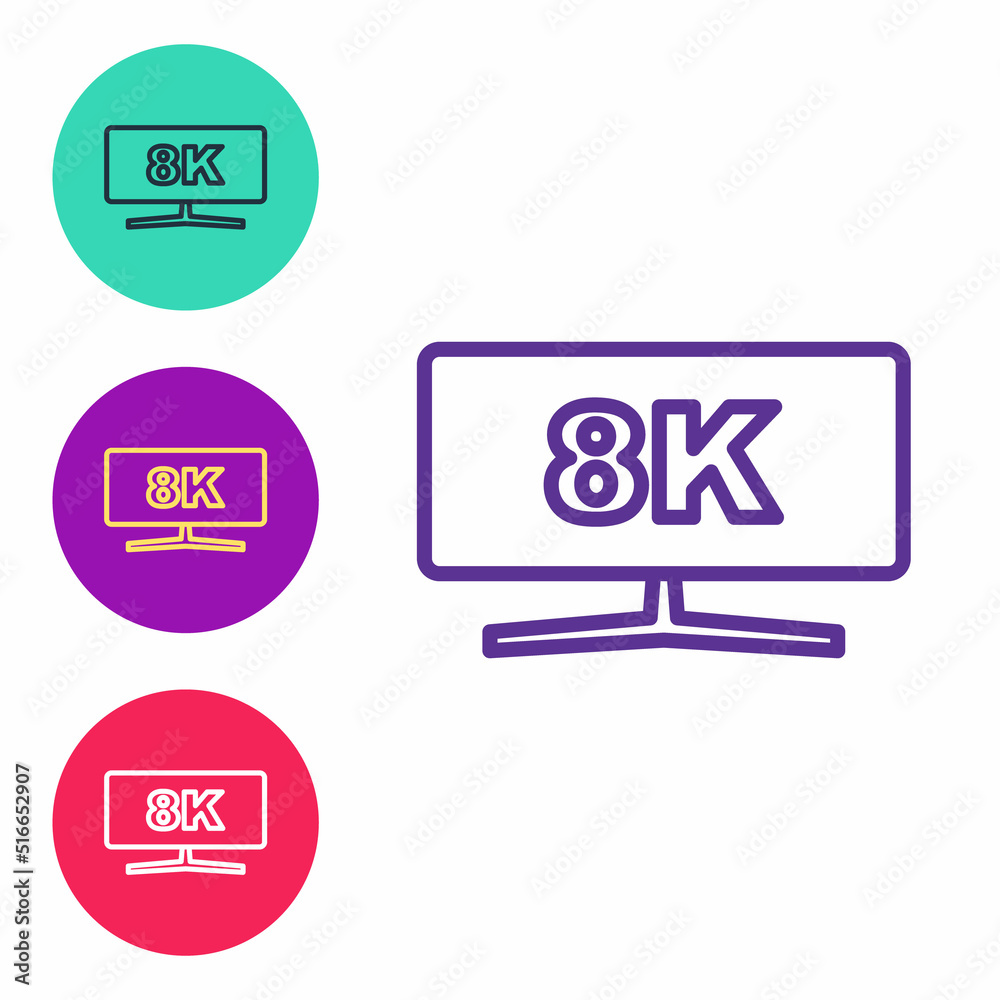 Set line Computer monitor icon isolated on white background. PC component sign. Set icons colorful. Vector Set line Computer monitor icon isolated on white background. PC component sign. Set icons colorful. Vector