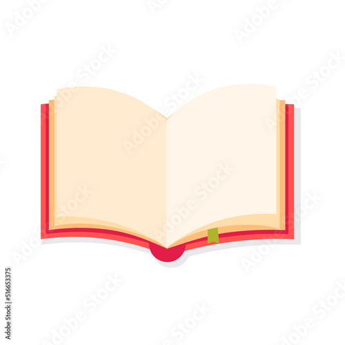Open cartoon red book with empty pages vector icon