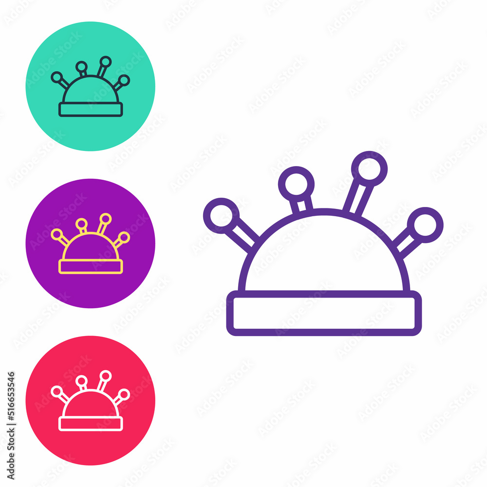 Set line Needle bed and needles icon isolated on white background. Handmade and sewing theme. Set icons colorful. Vector Set line Needle bed and needles icon isolated on white background. Handmade and sewing theme. Set icons colorful. Vector