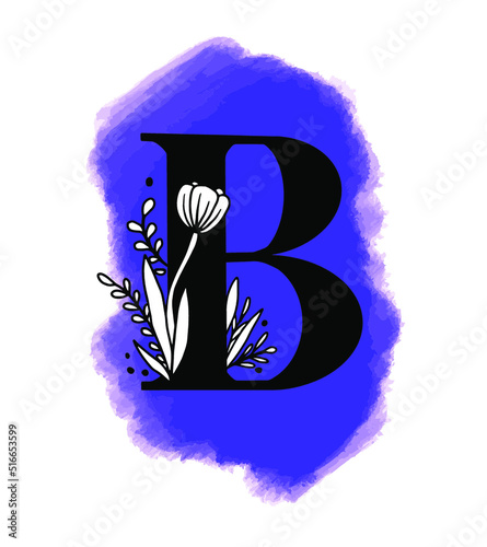 logo brocha con letra B y flores