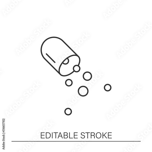  Drugs line icon. Vitamins for treatment. Healthcare. Pills concept. Isolated vector illustration. Editable stroke