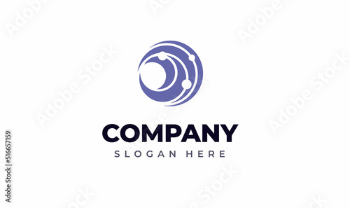 Galaxy Logo creative modern concept design premium. Orbits planets in round icon for logo IT, concept design from space exploration, astrology. Vector illustration