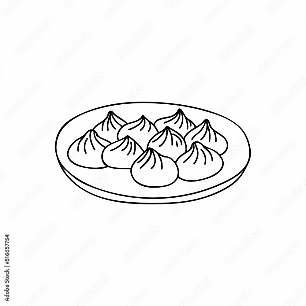 Gyoza doodle illustration in vector. Chinese dumplings doodle illustration. Hand drawn chinese dumplings in vector. Dim sum doodle icon. Gyoza doodle illustration in vector. Chinese dumplings doodle illustration. Hand drawn chinese dumplings in vector. Dim sum doodle icon.