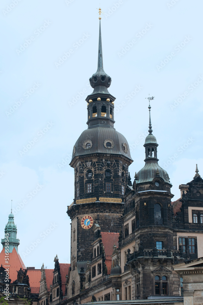 Hofkirche on Brühl Terrace in Dresden. Historical and tourist attractions in Germany