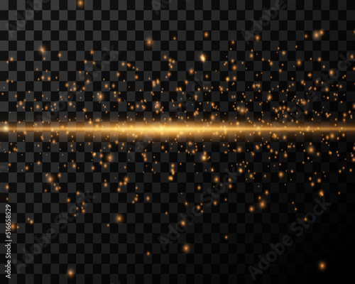 Background of dust particles with light on a transparent background. Vector illustration
