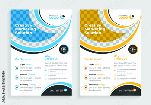 Abstract geometric shape modern business flyer, poster, flier, leaflet design. vector template in a4 template