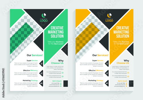 Creative marketing business flyer, poster, leaflet layout template. dynamic modern shape vector