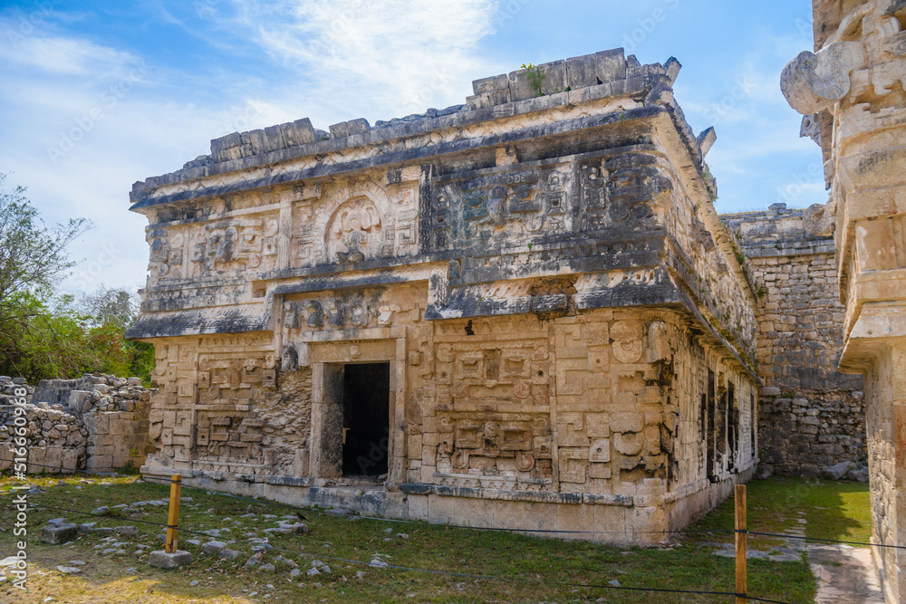 Worship Mayan churches Elaborate structures for worship to the god of the rain Chaac, monastery complex, Chichen Itza, Yucatan, Mexico, Maya civilization