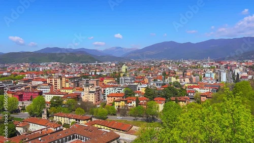 Aerial panorama of Brescia from Cidneo Hill, Italy photo