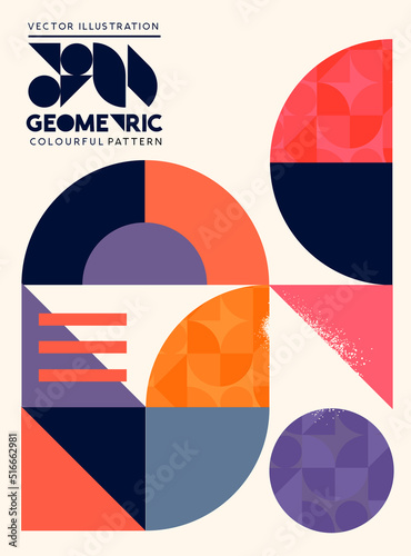 Modern geometric colourful shapes and pattern background. Vector illustration