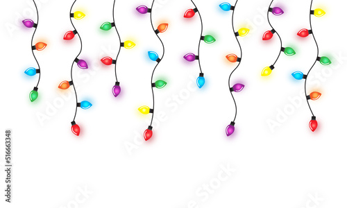 Christmas lights string isolated on white background vector