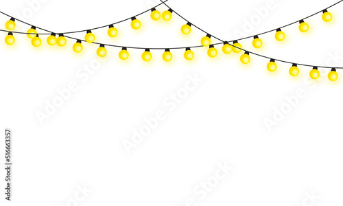 Christmas lights string isolated on white background vector