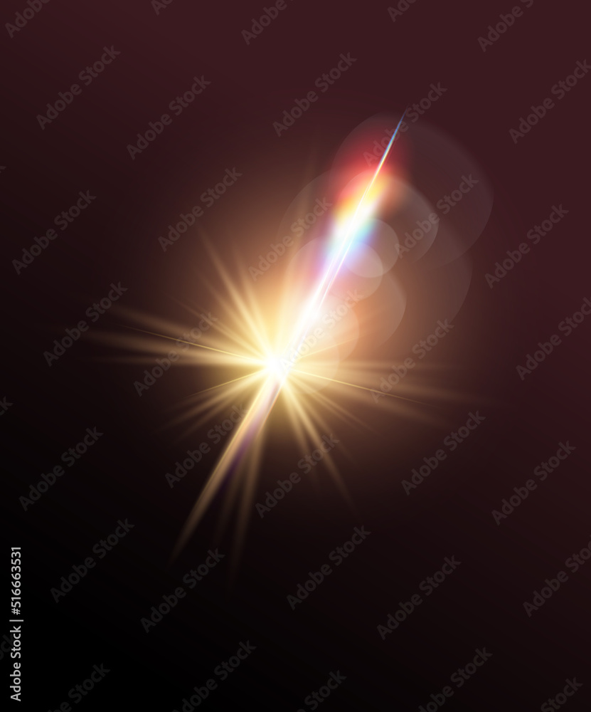 Transparent sun lens flare effect. Vector illustration.