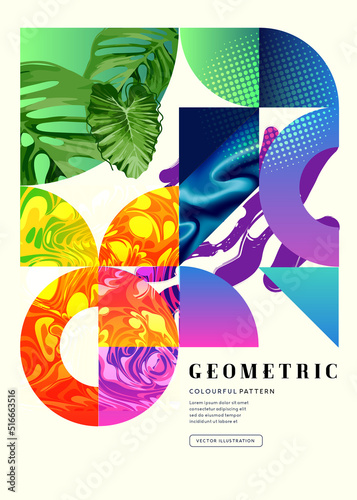 Bright and bold geometric textures and patterns creative background. Vector illustration