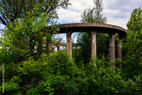 Remains of ruined overgrown old industrial building © Mulderphoto