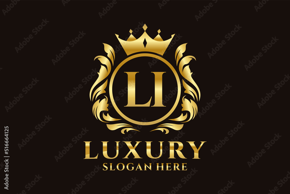 Initial LI Letter Royal Luxury Logo template in vector art for luxurious branding projects and other vector illustration. - obrazy, fototapety, plakaty 