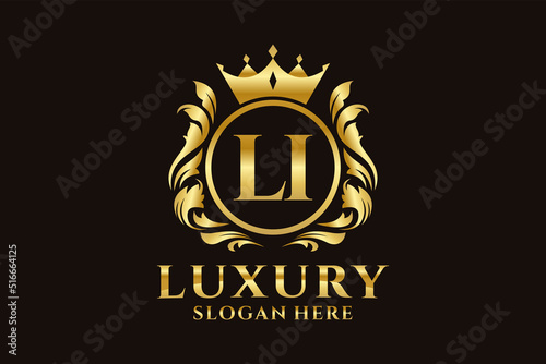 Initial LI Letter Royal Luxury Logo template in vector art for luxurious branding projects and other vector illustration.