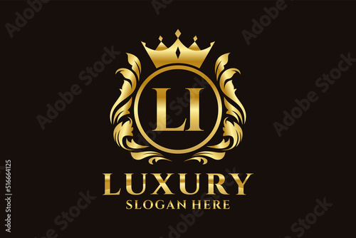 Initial LI Letter Royal Luxury Logo template in vector art for luxurious branding projects and other vector illustration.