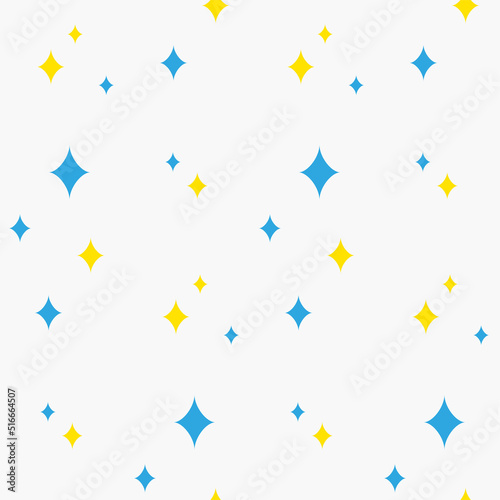 青と黄色のキラキラ模様のシームレス パターン  グレー背景