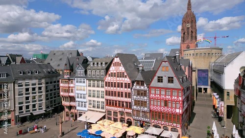 Historic city center of Frankfurt with Roemer City Hall from above - travel photography photo