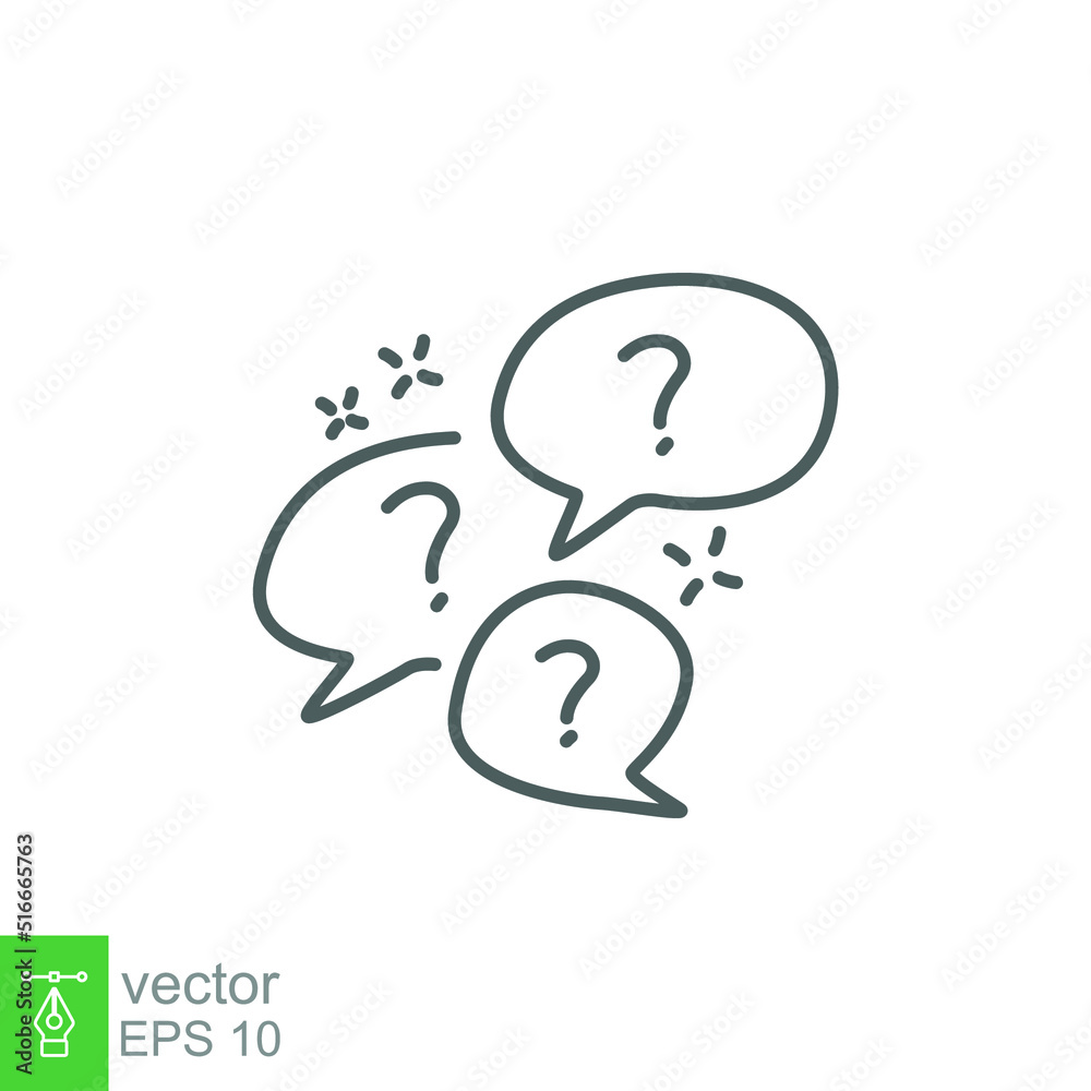 Question bubbles line icon. Ask help sign. Faq questionnaire symbol. Quality design element. Line style question bubbles icon. Vector EPS 10 Question bubbles line icon. Ask help sign. Faq questionnaire symbol. Quality design element. Line style question bubbles icon. Vector EPS 10