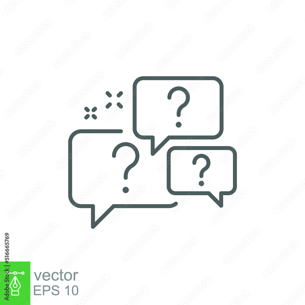 Question bubbles line icon. Ask help sign. Faq questionnaire symbol. Quality design element. Line style question bubbles icon. Vector EPS 10 Question bubbles line icon. Ask help sign. Faq questionnaire symbol. Quality design element. Line style question bubbles icon. Vector EPS 10