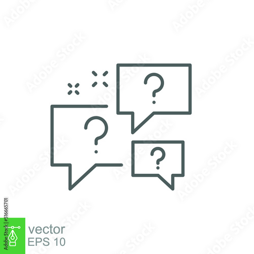 Question bubbles line icon. Ask help sign. Faq questionnaire symbol. Quality design element. Line style question bubbles icon. Vector EPS 10