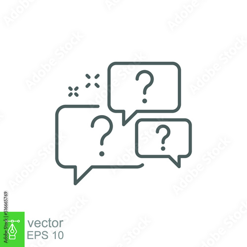Question bubbles line icon. Ask help sign. Faq questionnaire symbol. Quality design element. Line style question bubbles icon. Vector EPS 10