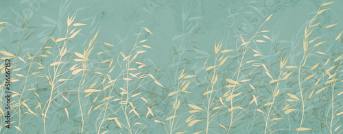 Fotografia Abstract art background with grass in golden colors