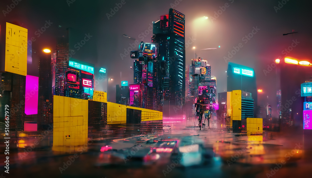Premium Photo  Cyberpunk city street, night view, futuristic city