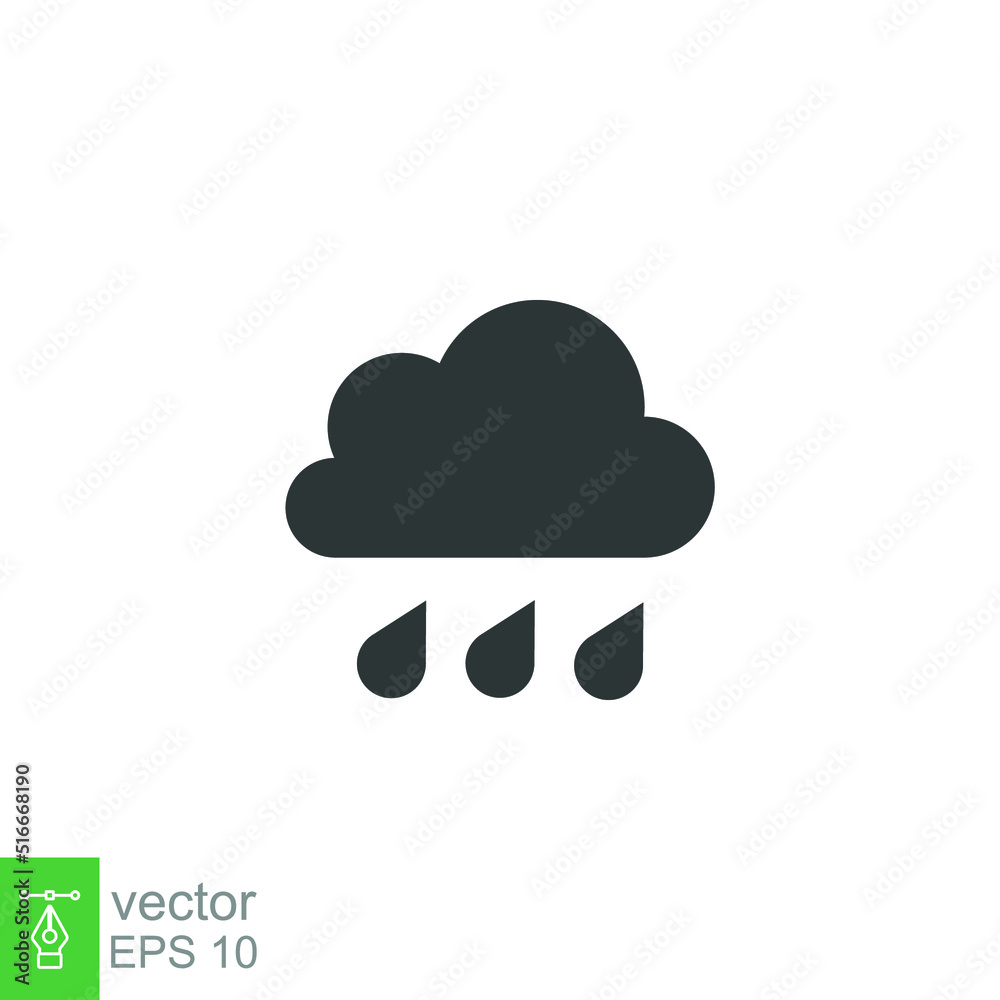 Rain cloud icon. Simple flat style. Drop water, cloudy symbol, raindrop, fall, spring, color, measure, nature, weather concept for web design. Vector illustration isolated on white background EPS 10 Rain cloud icon. Simple flat style. Drop water, cloudy symbol, raindrop, fall, spring, color, measure, nature, weather concept for web design. Vector illustration isolated on white background EPS 10