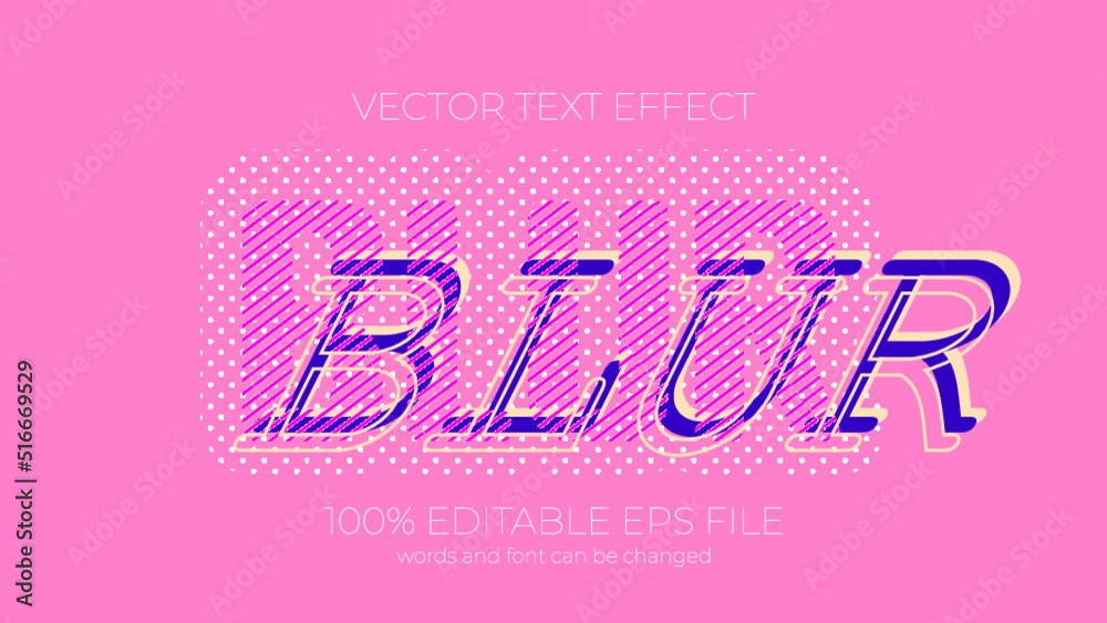 Blur editable neon text effect style, EPS editable text effect